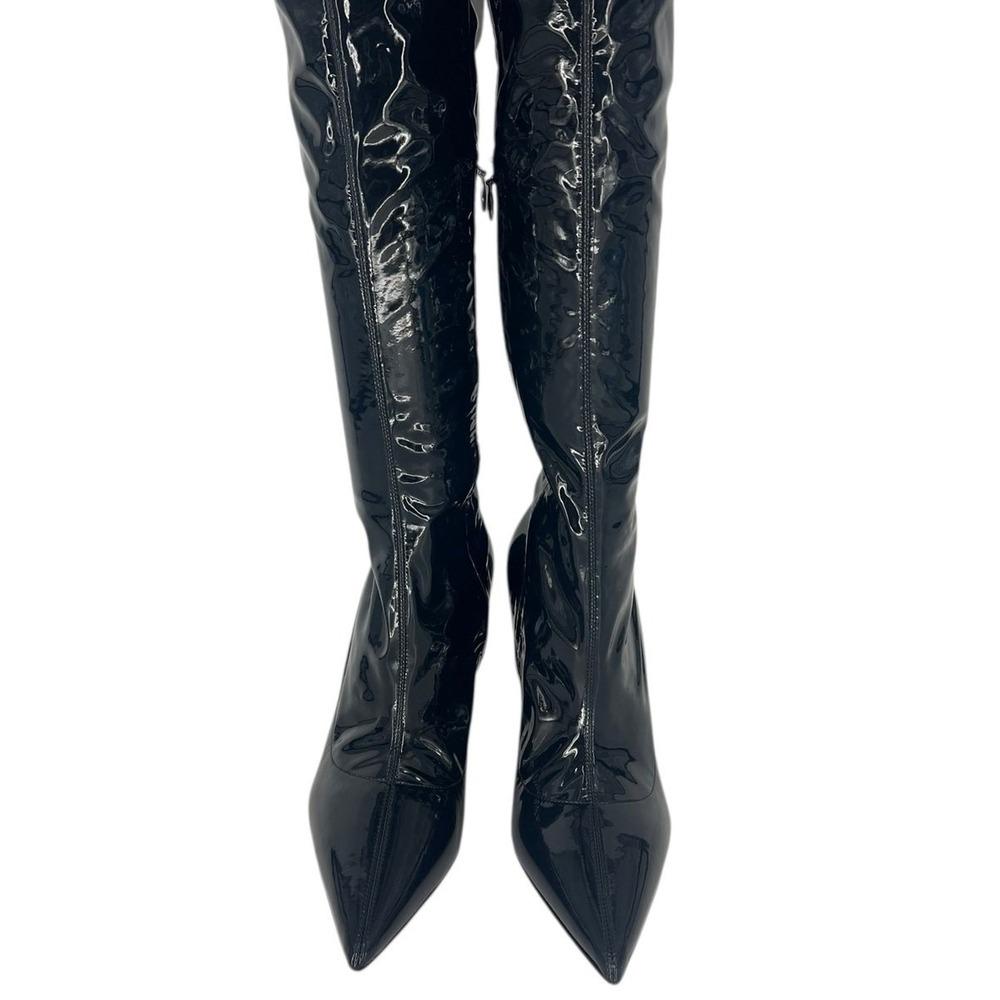 Christian Louboutin Limited Edition Black Lipstrass Patent Thigh Boots Size 37.5 - Picture 11 of 16